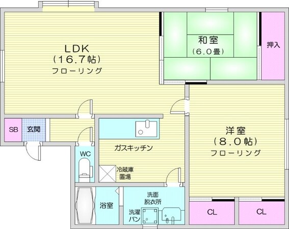 北３４条駅 徒歩10分 2階の物件間取画像